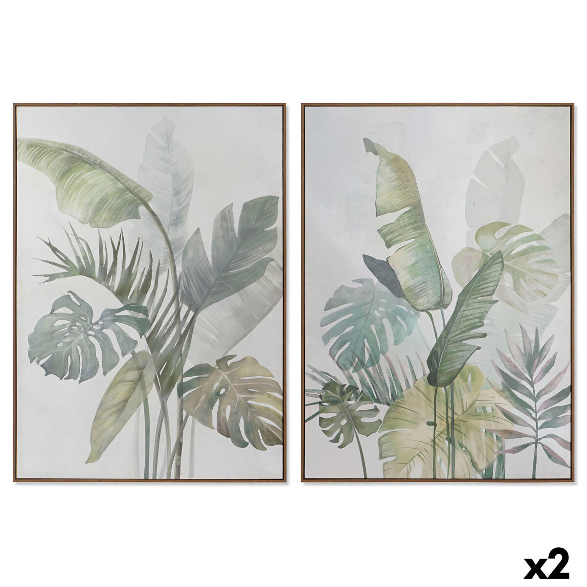 Toile DKD Home Decor Blanc Vert Palmiers Tropical 100 x 4 x 140 cm (2 Unités)