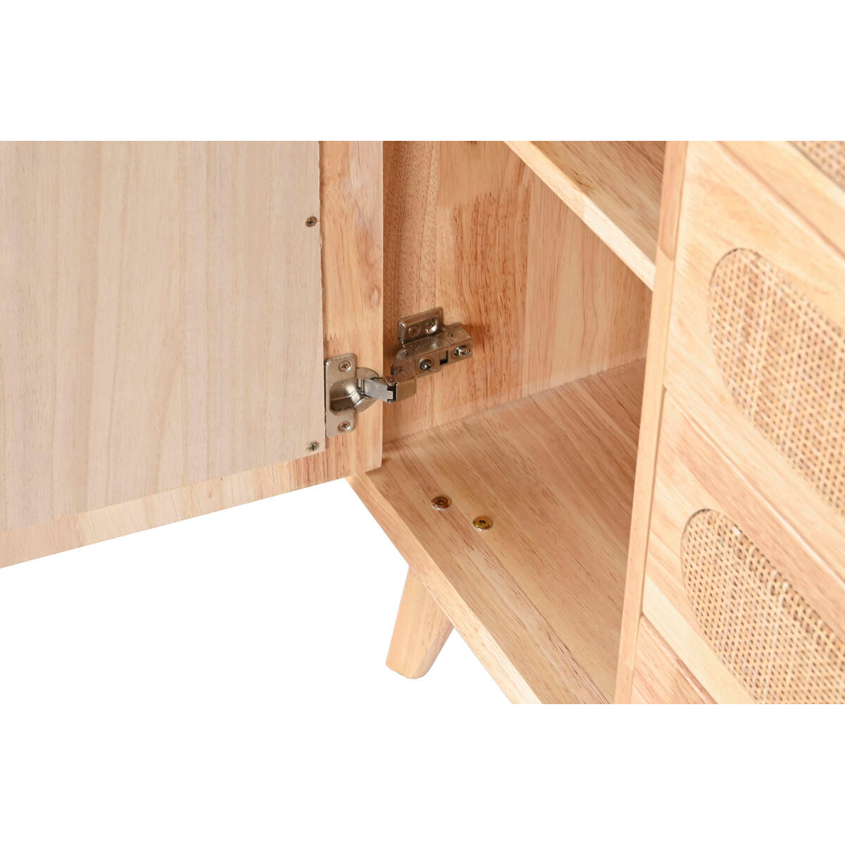 Buffet DKD Home Decor Naturel Métal Rotin Bois d'hévéa 73,5 x 35 x 78 cm