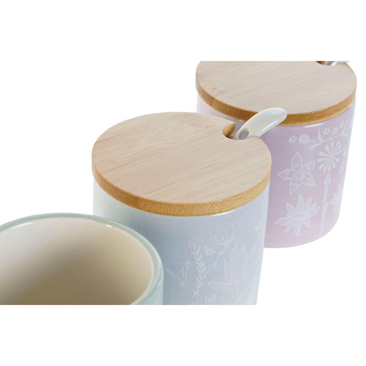 Sucrier DKD Home Decor Bleu Vert Lila Bambou Dolomite 7,5 x 7,5 x 7,5 cm (3 Unités)