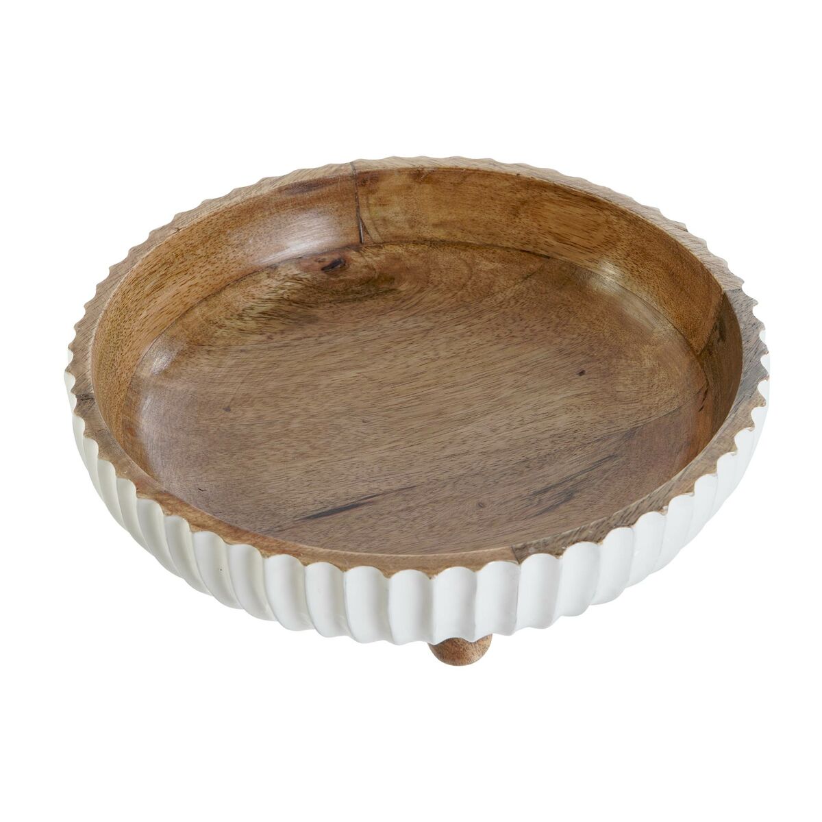 Centre de Table DKD Home Decor Blanc Brun foncé Bois de manguier 25 x 25 x 9 cm