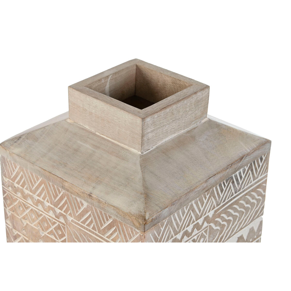 Vase Home ESPRIT Blanc Naturel Bois de manguier Colonial 18 x 18 x 30,5 cm