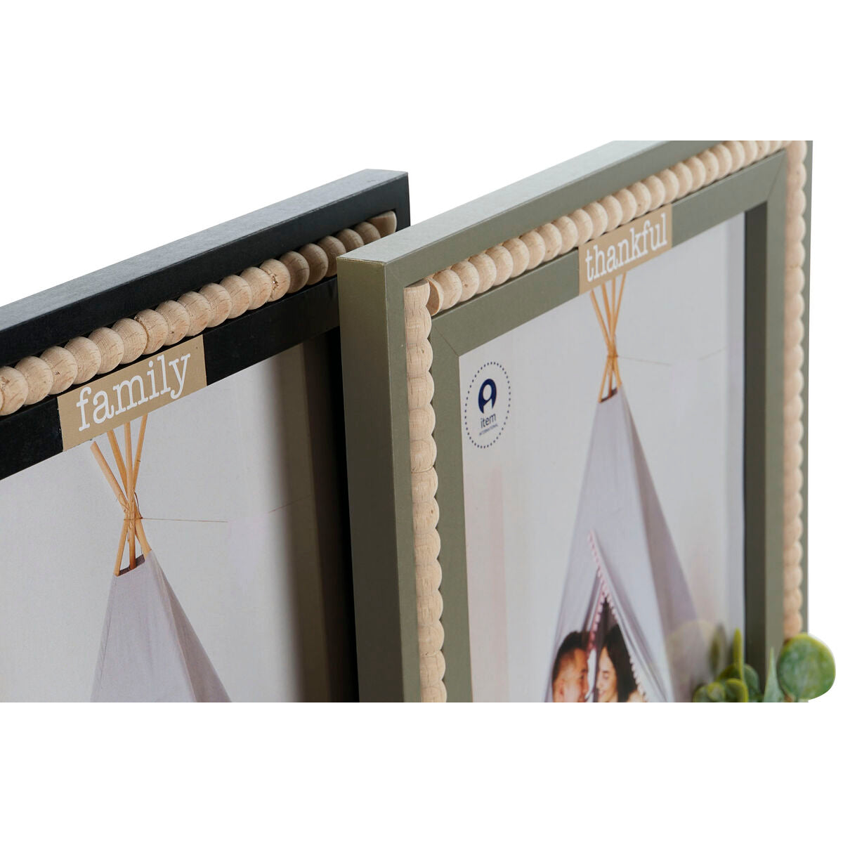 Cadre photo Home ESPRIT Noir Vert Naturel Verre Bois MDF Scandinave 26,5 x 2 x 31,5 cm (2 Unités)
