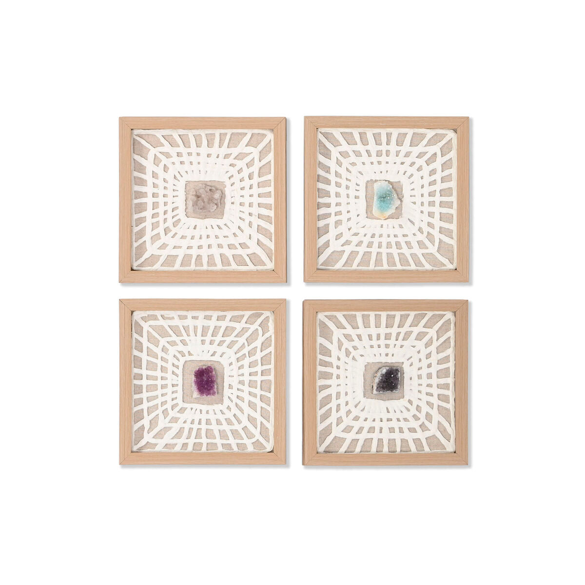 Jeu de 4 tableaux Home ESPRIT Papier Verre 22 x 2 x 22 cm