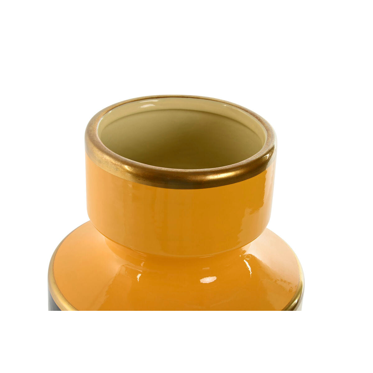 Vase Home ESPRIT Jaune Noir Doré Porcelaine 14 x 14 x 24,5 cm