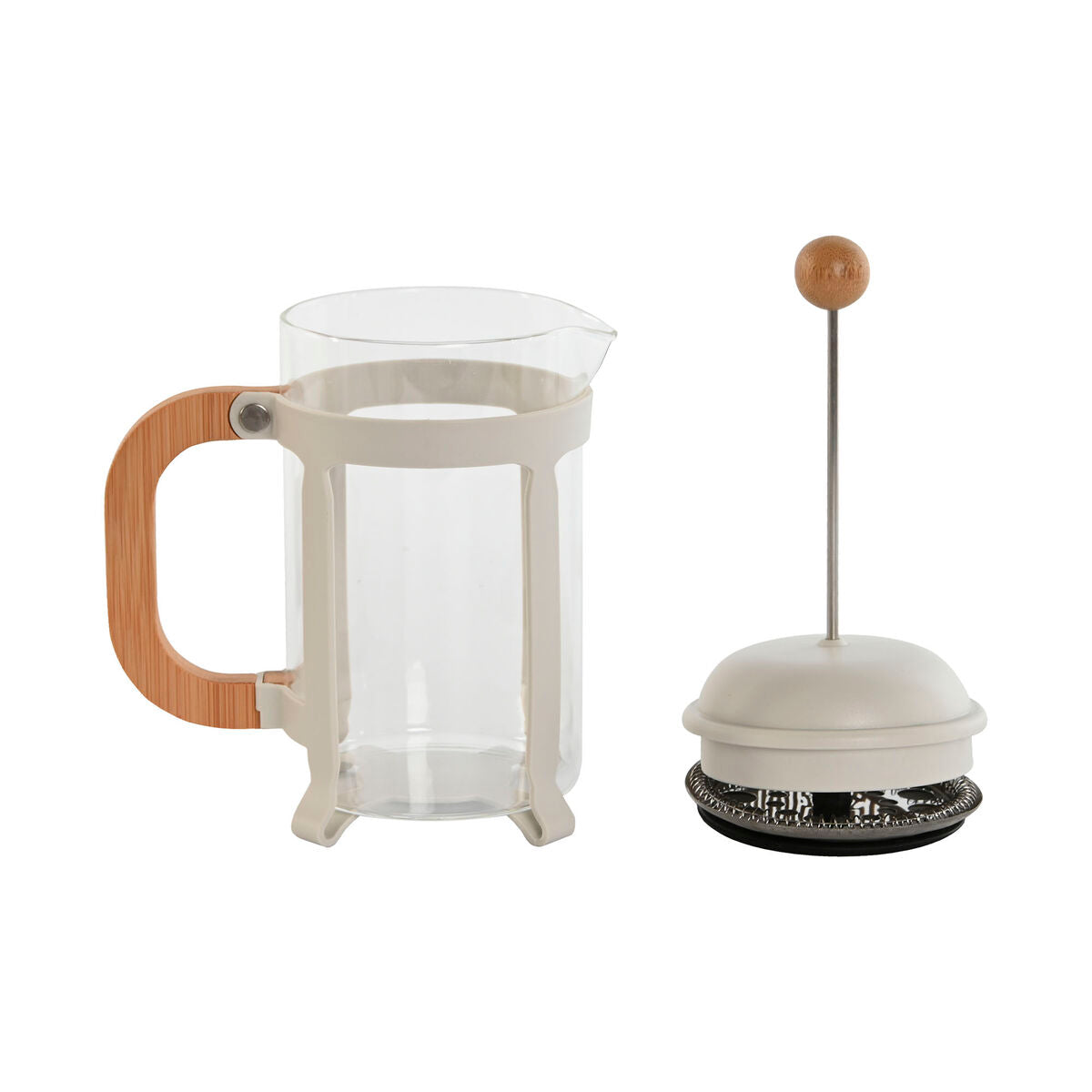 Cafetière à Piston Home ESPRIT Blanc Naturel Acier inoxydable 800 ml 15 x 10 x 22 cm