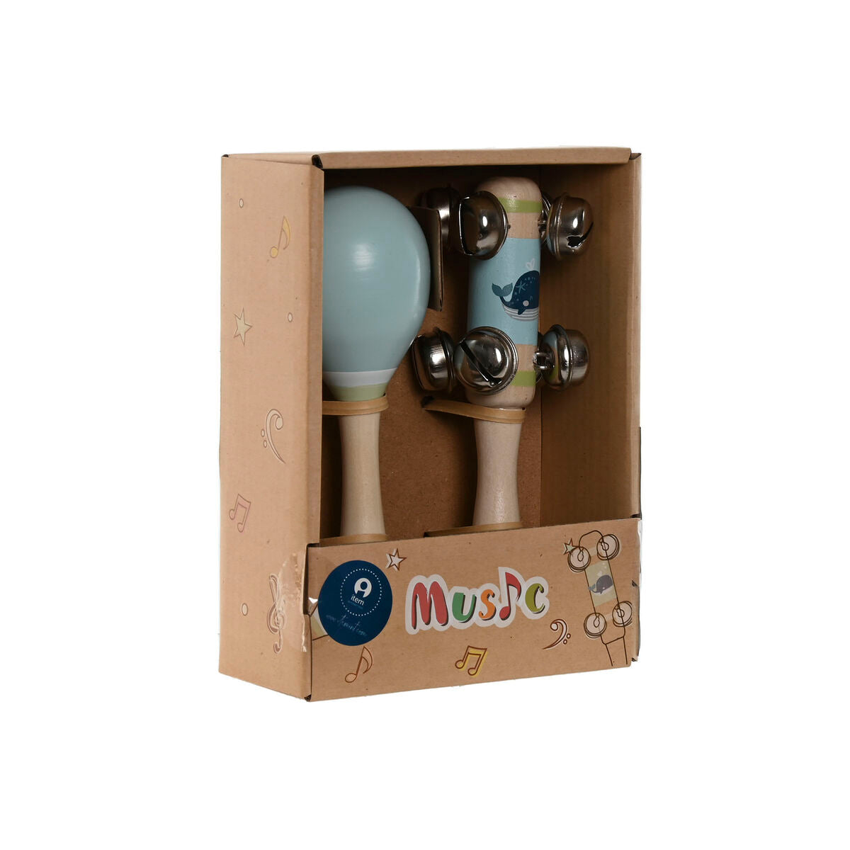 Jouet musical Home ESPRIT Bois 11,5 x 2 x 15,5 cm Maracas (4 Unités)
