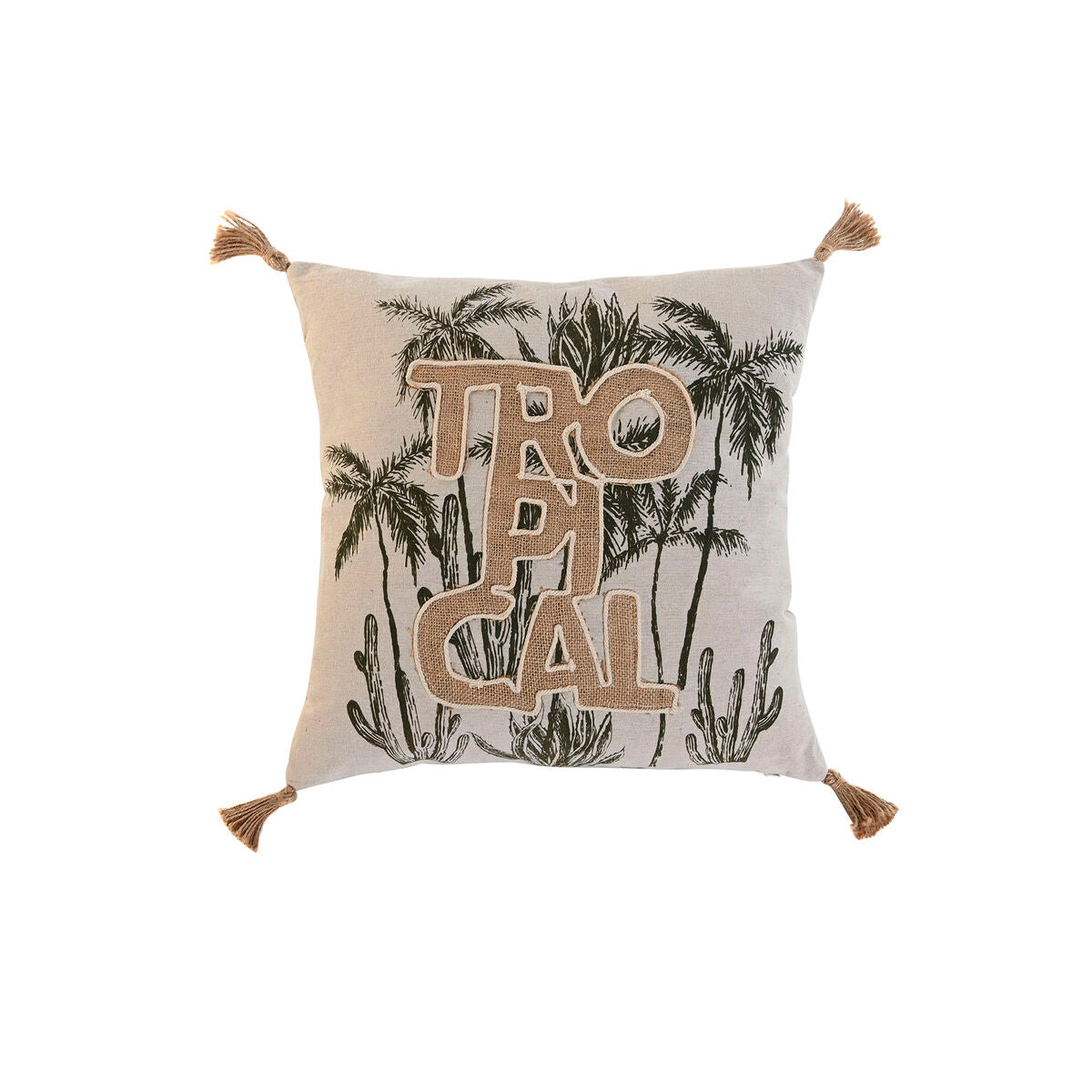 Coussin Home ESPRIT Beige Naturel Tropical Boho 45 x 5 x 45 cm