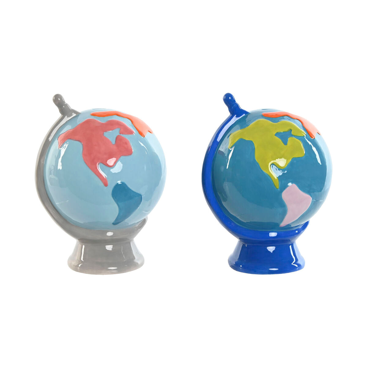Tirelire Home ESPRIT Dolomite Globe terrestre 14,5 x 13,5 x 19 cm (2 Unités)
