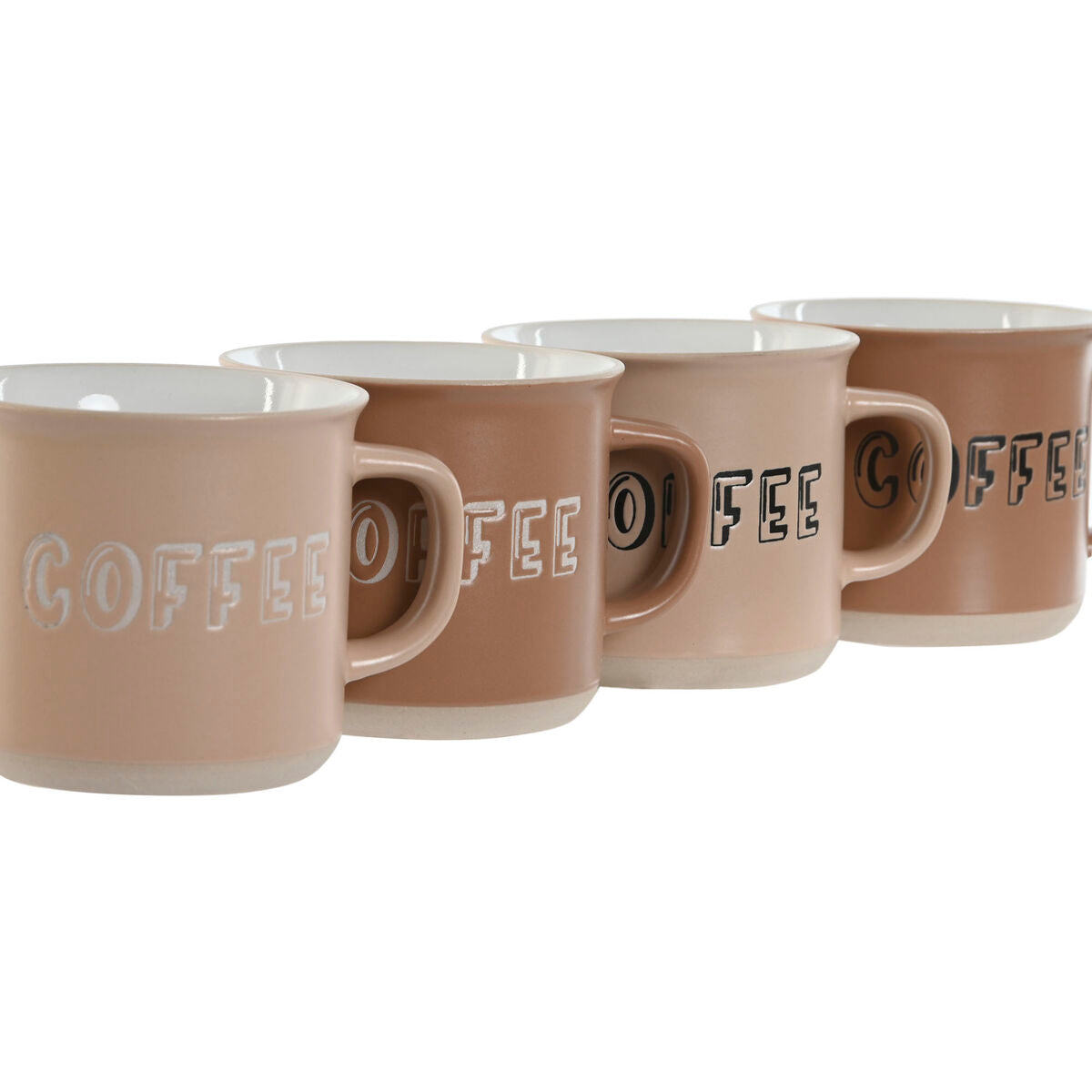 Ensemble de 4 mugs Home ESPRIT Marron Grès 285 ml 9 x 7 x 8 cm