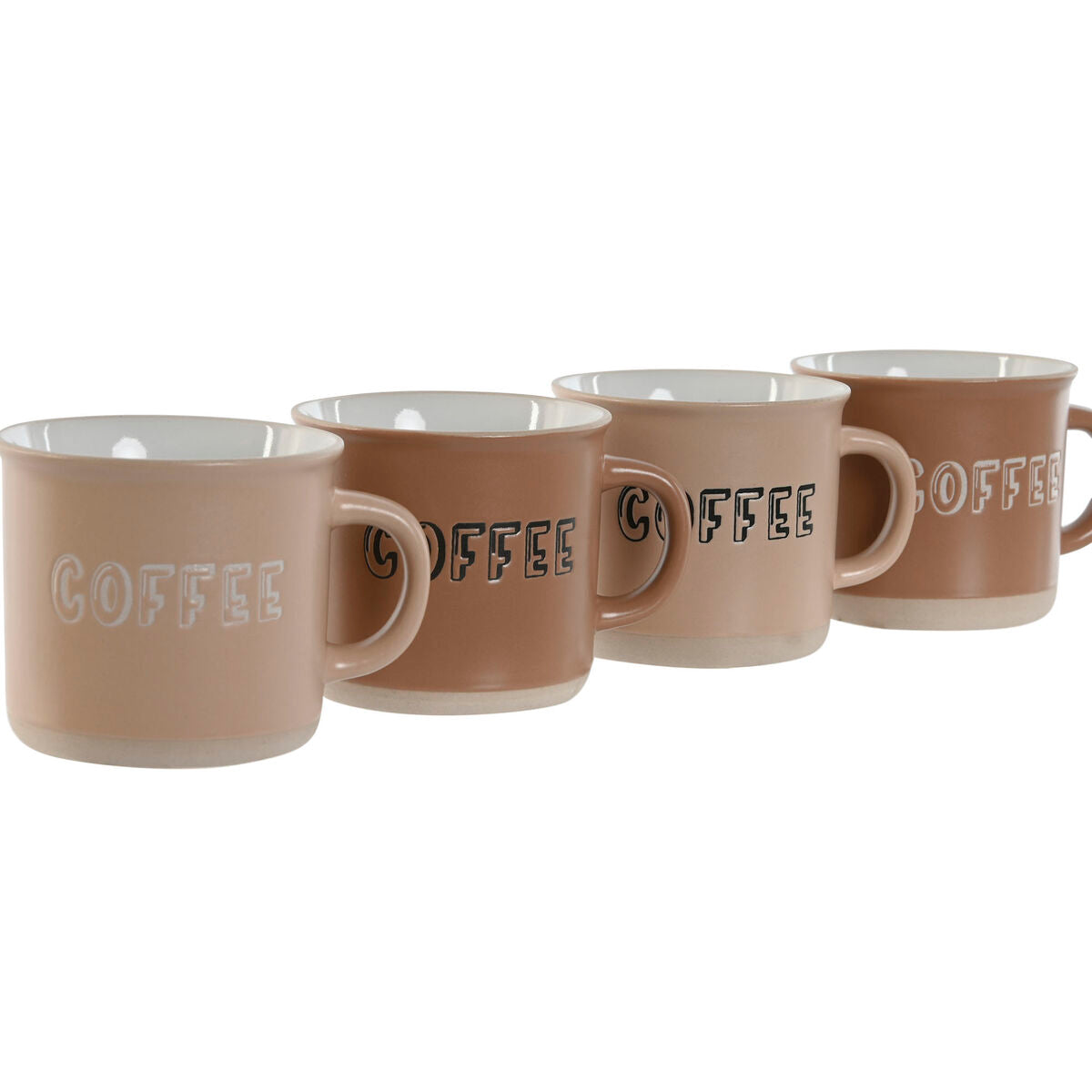Ensemble de tasses à café Home ESPRIT Marron Grès 180 ml