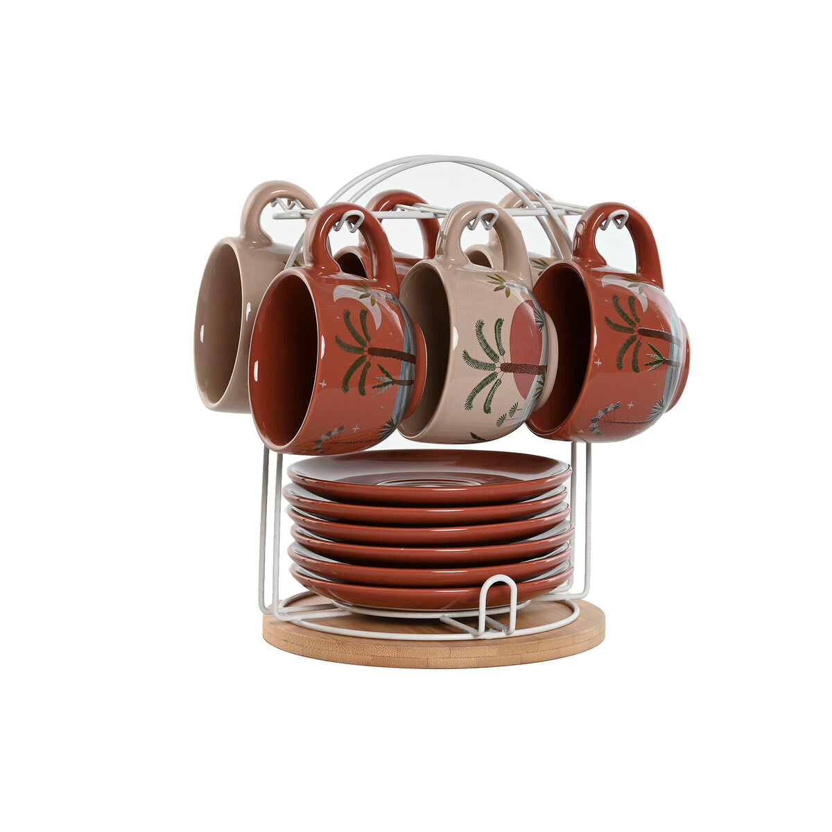 Ensemble de tasses à café Home ESPRIT Jaune Beige Terre cuite Lila Métal Dolomite 180 ml