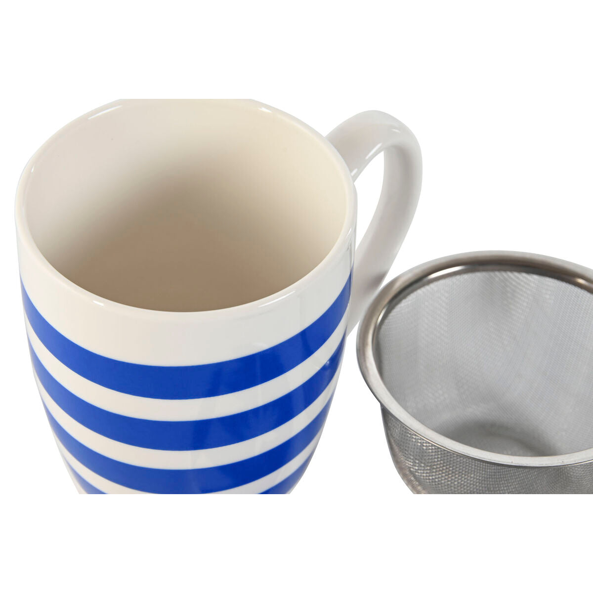 Tasse avec filtre pour infusions Home ESPRIT Bleu Rouge Acier inoxydable Porcelaine 380 ml (4 Unités)
