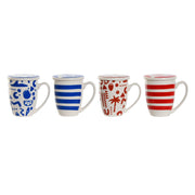 Tasse avec filtre pour infusions Home ESPRIT Bleu Rouge Acier inoxydable Porcelaine 380 ml (4 Unités)