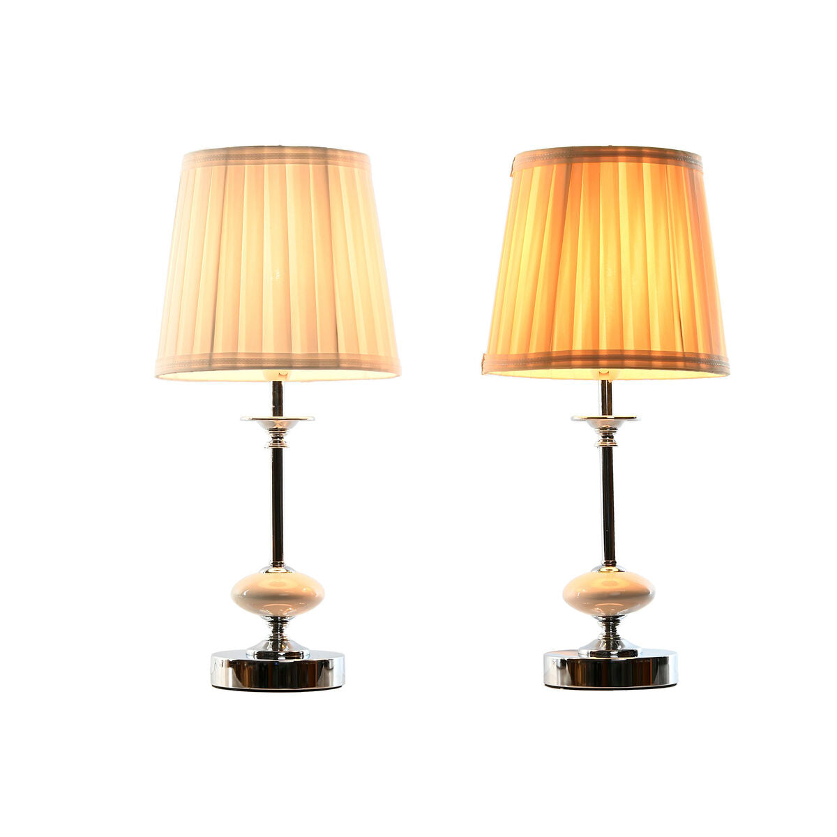 Lampe de bureau Home ESPRIT Blanc Beige Métal Porcelaine 25 W 220 V 20 x 20 x 44 cm (2 Unités)