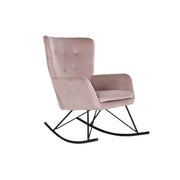Fauteuil à Bascule Home ESPRIT Noir Rose Polyester Métal 68 x 90 x 92 cm