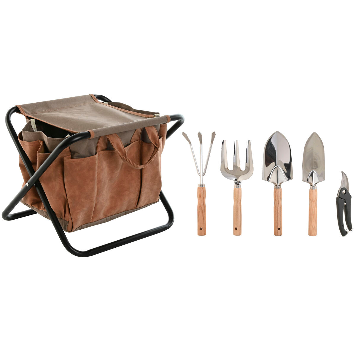 Kit d'outils de jardin Home ESPRIT Marron Polyester Aluminium 7 Pièces
