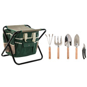 Kit d'outils de jardin Home ESPRIT Noir Vert Argenté Naturel Polyester Aluminium 7 Pièces