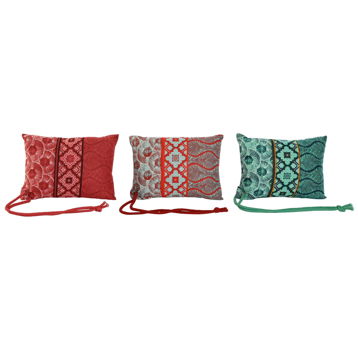 Coussin Home ESPRIT Rouge Vert Corail 30 x 10 x 20 cm (3 Unités)