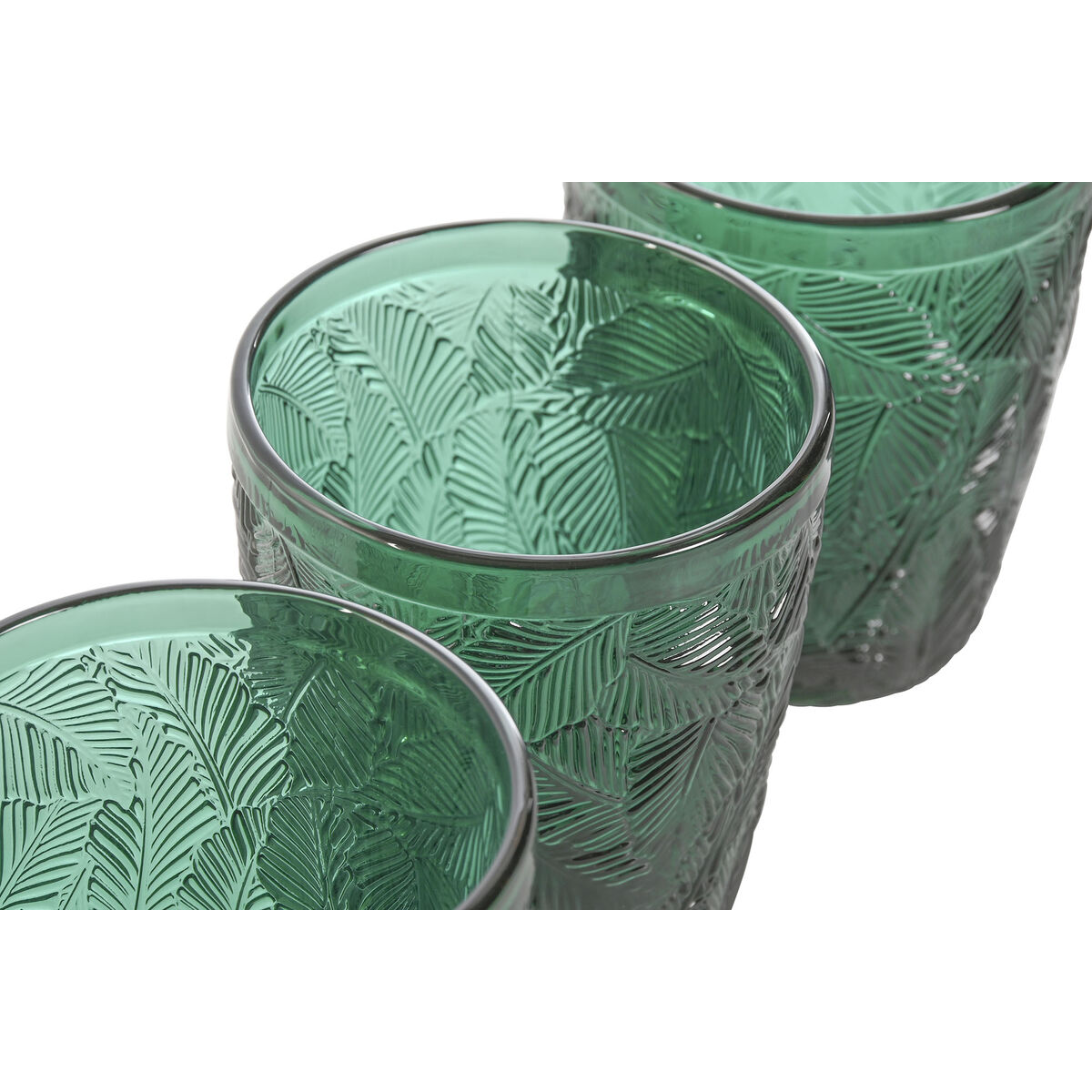 Set de Verres Home ESPRIT Vert Verre Avec relief 300 ml