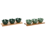 Ensemble à apértif Home ESPRIT Vert Vert foncé Bambou Porcelaine Tropical 4 Pièces 32 x 10 x 7 cm (2 Unités)