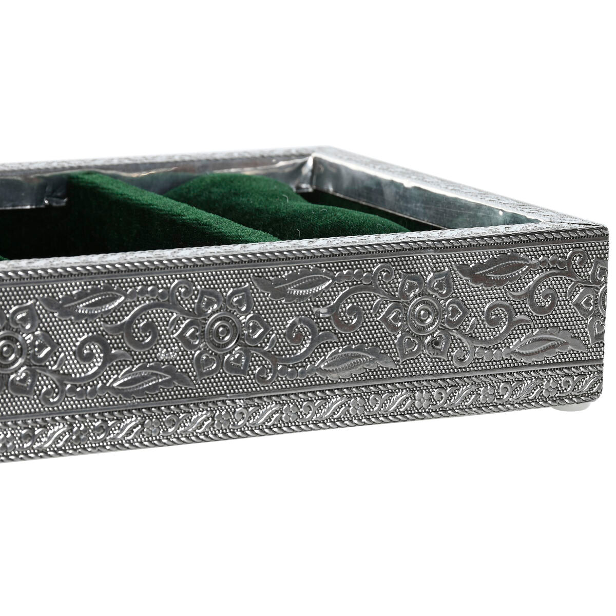 Boîte à bijoux Home ESPRIT Vert Argenté Bois Aluminium 25 x 15 x 5 cm