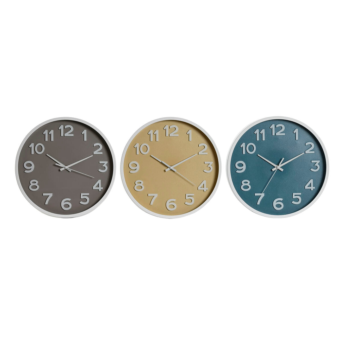 Horloge Murale Home ESPRIT Bleu Blanc Rose Moutarde PVC 30 x 4 x 30 cm (3 Unités)