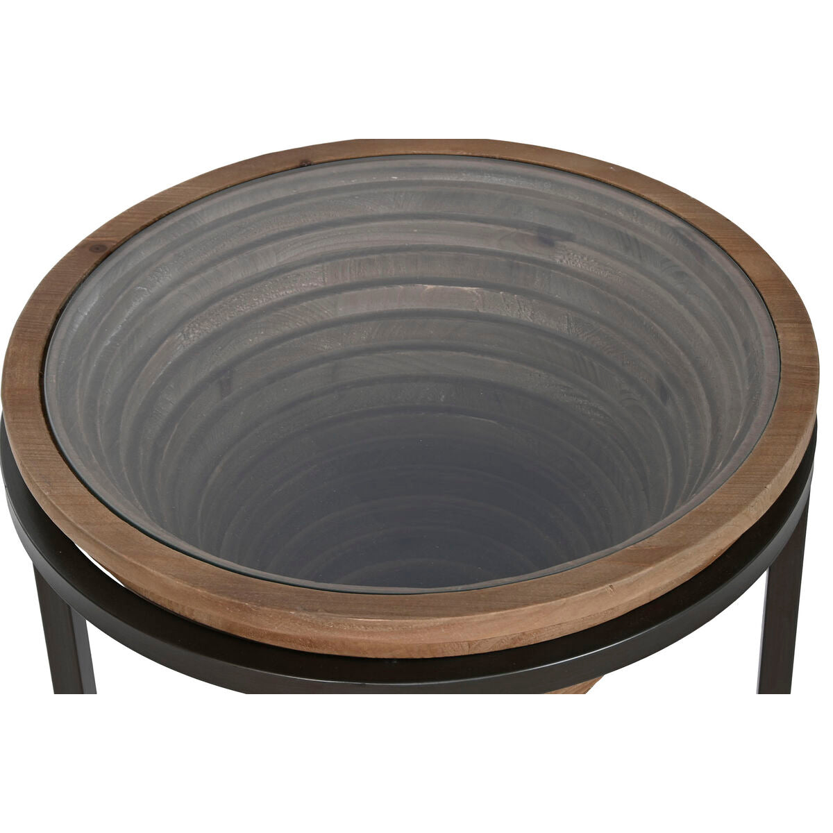 Table d'appoint Home ESPRIT Noir Naturel Verre Sapin 46 x 46 x 55,5 cm
