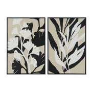Toile Home ESPRIT Blanc Noir Beige Feuille d'une plante Urbaine 63 x 4,3 x 93 cm (2 Unités)