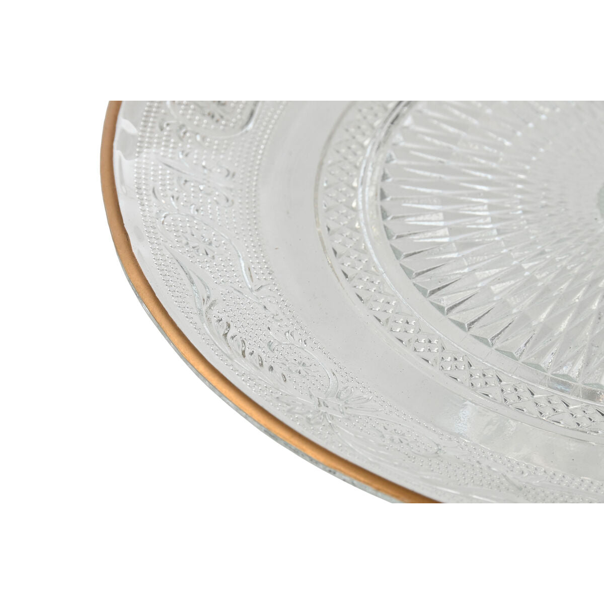 Assiette plate Home ESPRIT Transparent Doré Verre 23 x 23 x 8 cm