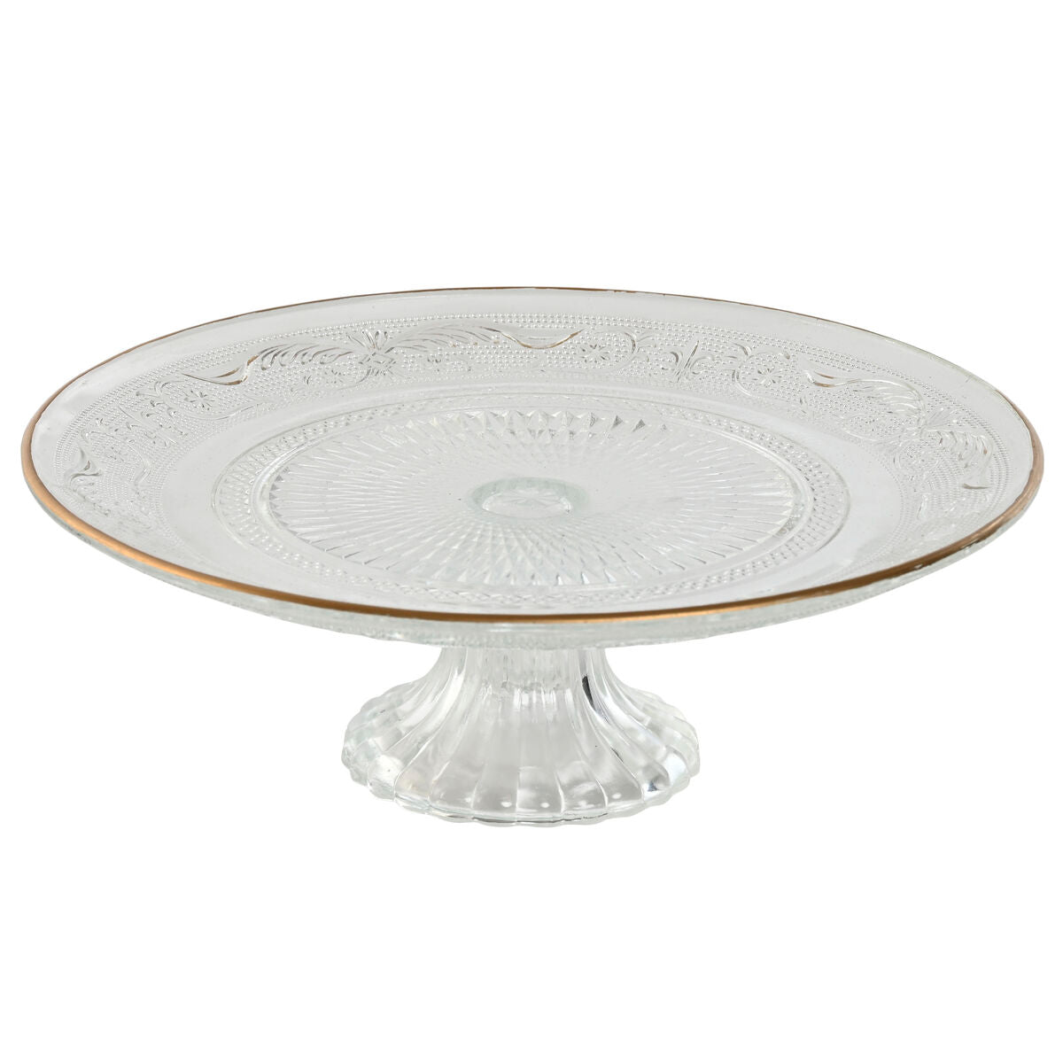 Assiette plate Home ESPRIT Transparent Doré Verre 23 x 23 x 8 cm