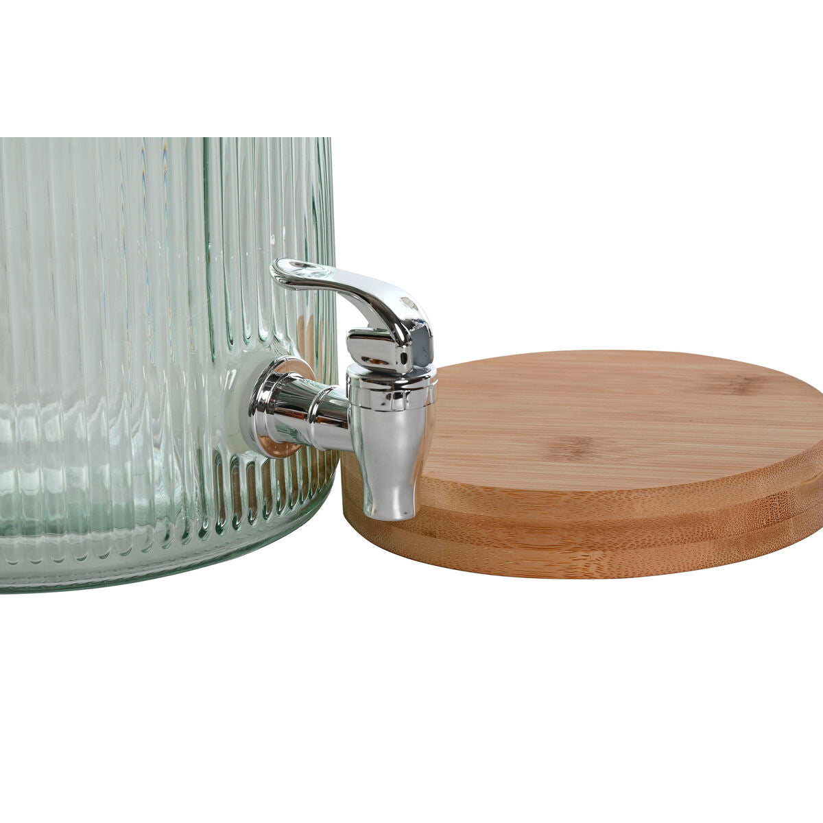 Distributeur de boissons Home ESPRIT Argenté Silicone Bambou Verre Plastique 5,5 L 18 x 18 x 31 cm