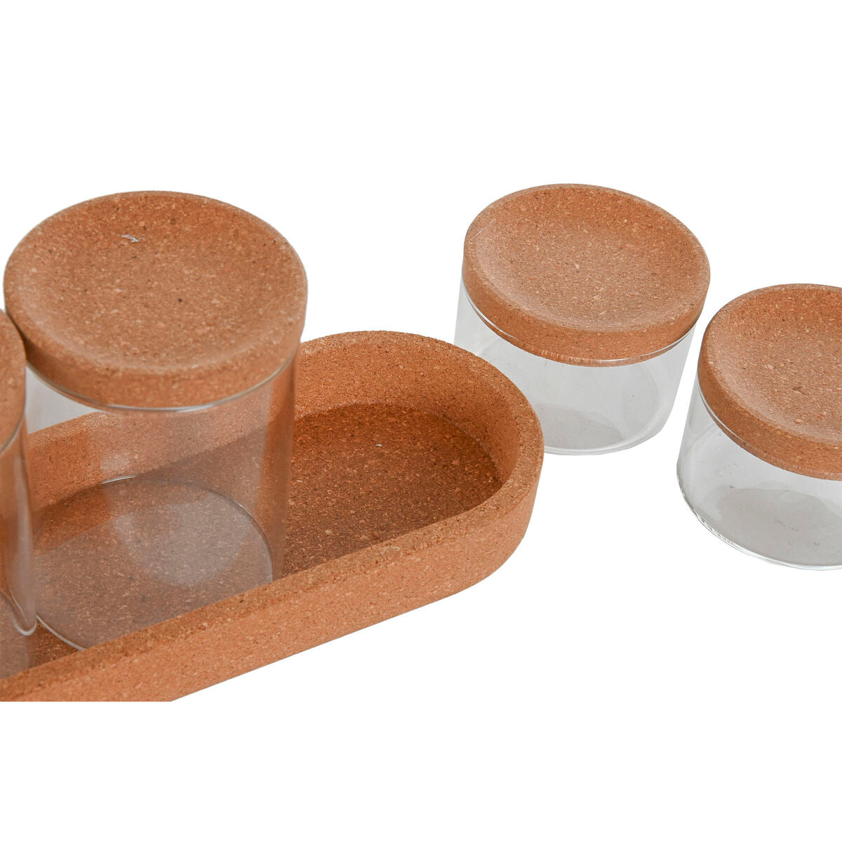 Set de Boites Home ESPRIT Transparent Naturel Liège Verre Borosilicaté