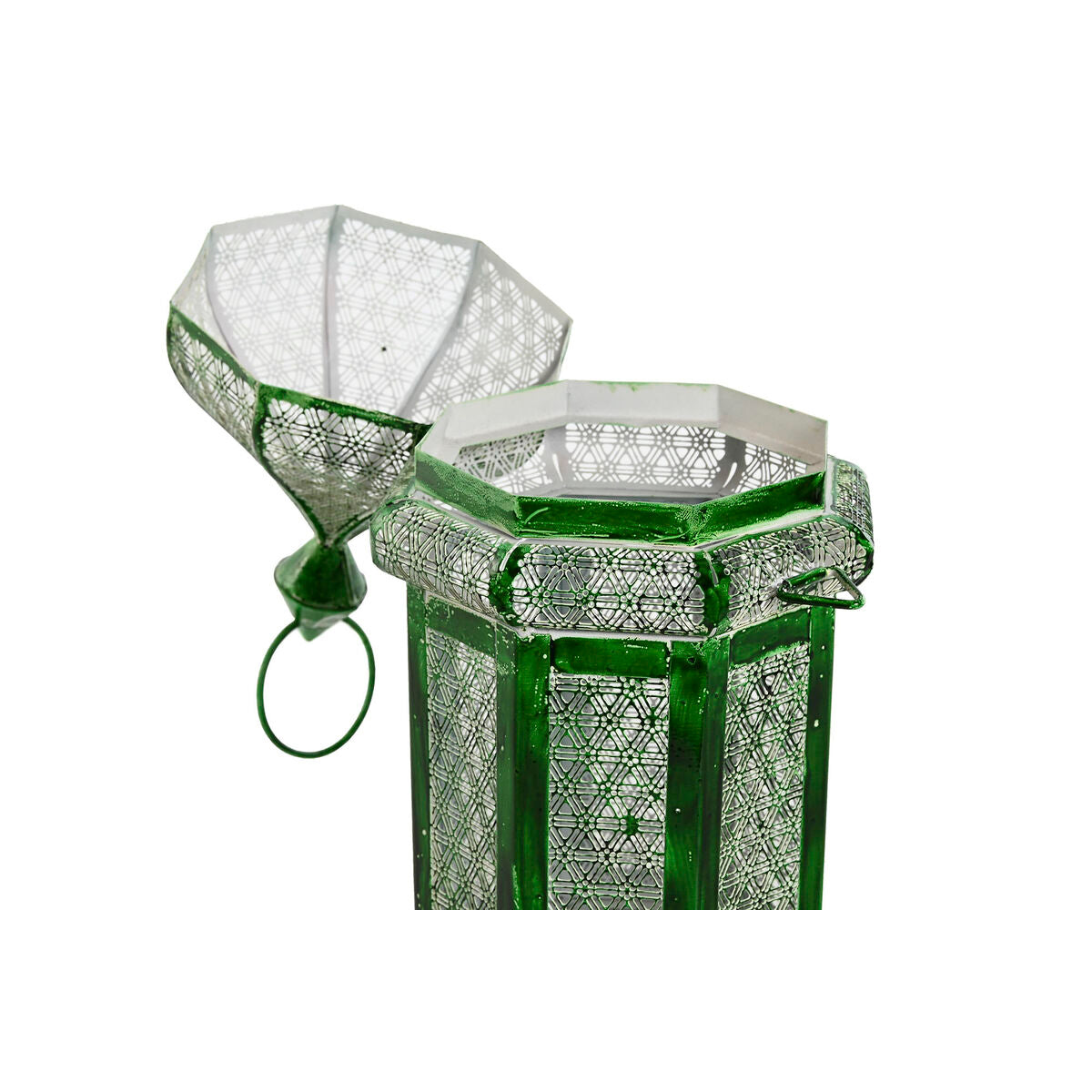 Lanternes Home ESPRIT Vert Métal Oriental 23 x 23 x 57 cm (2 Pièces)