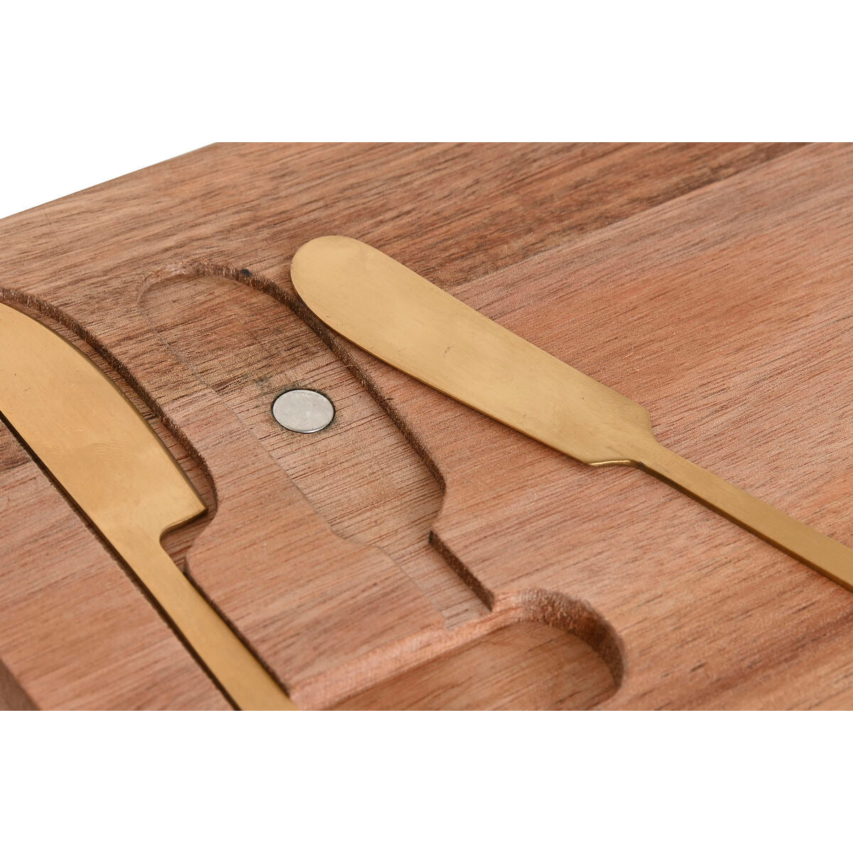 Planche à découper le fromage Home ESPRIT Acier inoxydable Acacia 38 x 20 x 1,5 cm (3 Pièces)