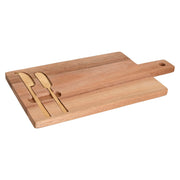 Planche à découper le fromage Home ESPRIT Acier inoxydable Acacia 38 x 20 x 1,5 cm (3 Pièces)