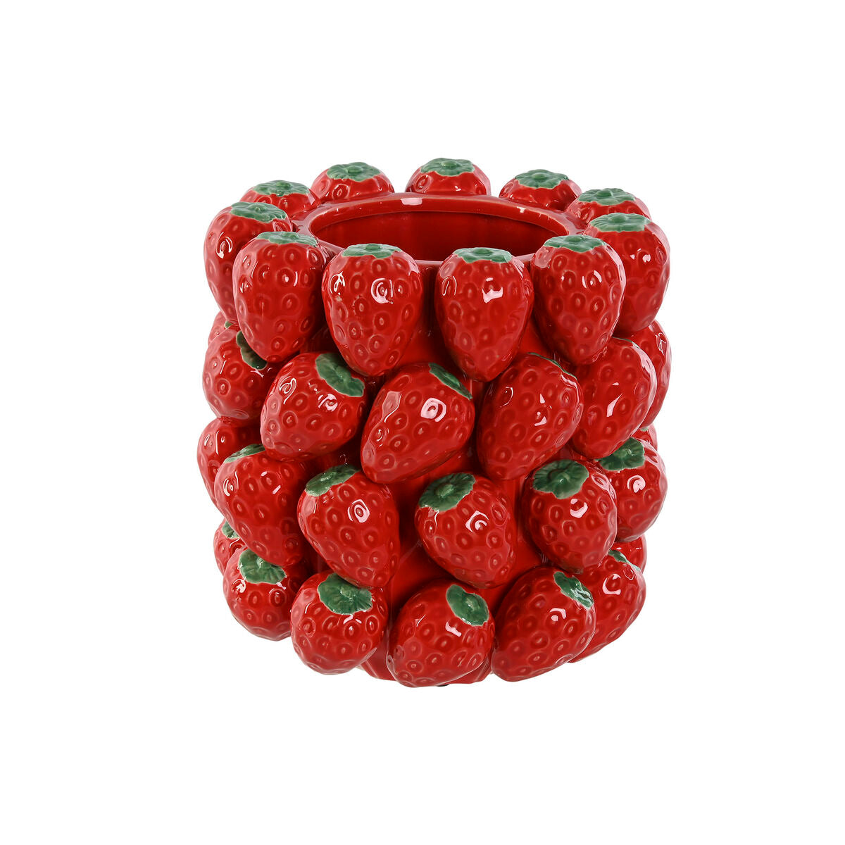 Vase Home ESPRIT Rouge Céramique Grès Fraises Tropical 23 x 23 x 34 cm