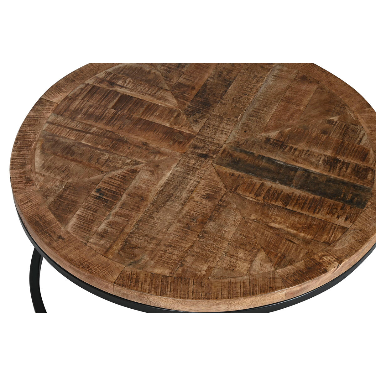 Jeu de 2 tables Home ESPRIT Marron Noir Naturel Métal Bois de manguier 90 x 90 x 40 cm