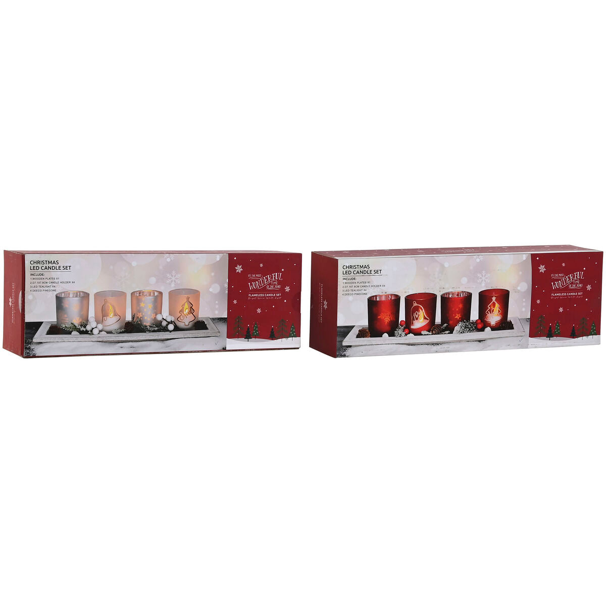 Bougeoirs de Noël Home ESPRIT Blanc Rouge 40 X 9 X 13,5 cm (5 Pièces) (2 Unités)