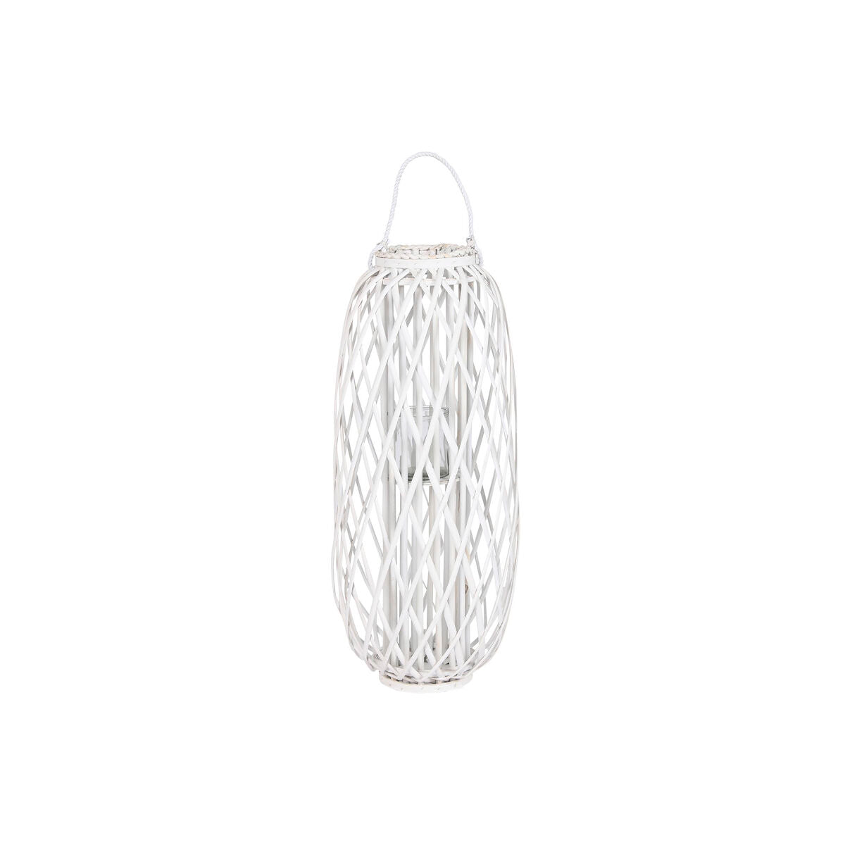 Bougeoir Home ESPRIT Blanc osier Verre 34 x 34 x 80 cm