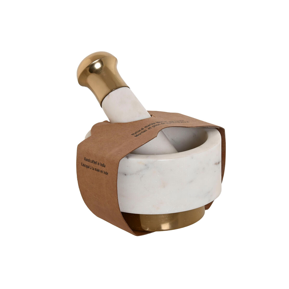 Mortier de cuisine Home ESPRIT Laiton Marbre 12,5 x 12,5 x 7,5 cm