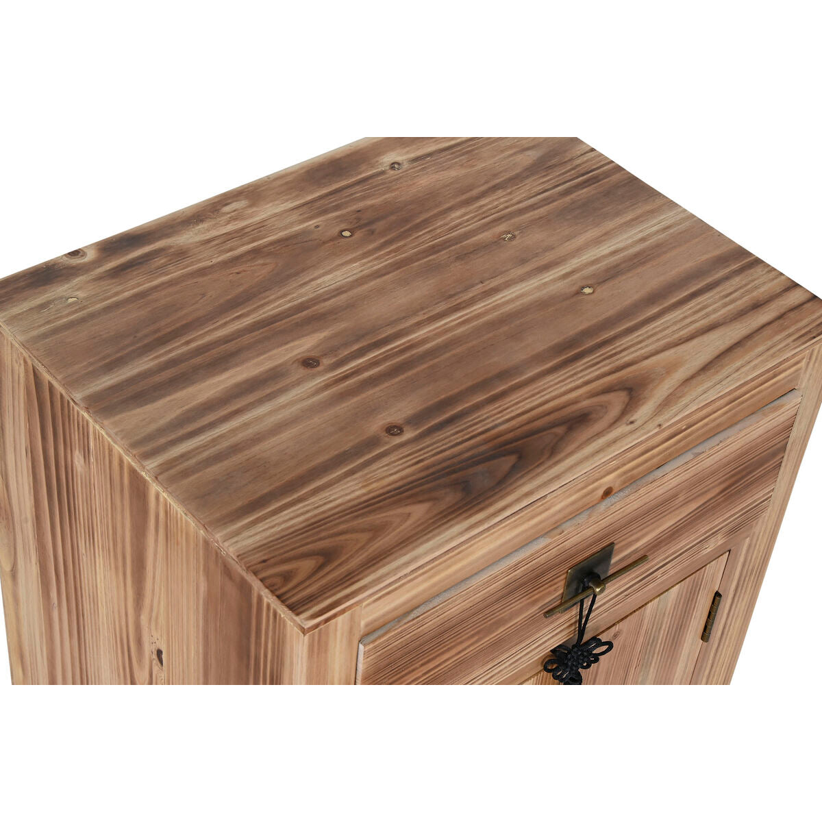 Table de Nuit Home ESPRIT Noir Naturel Bois d'épicéa Bois MDF 45 x 34 x 66 cm