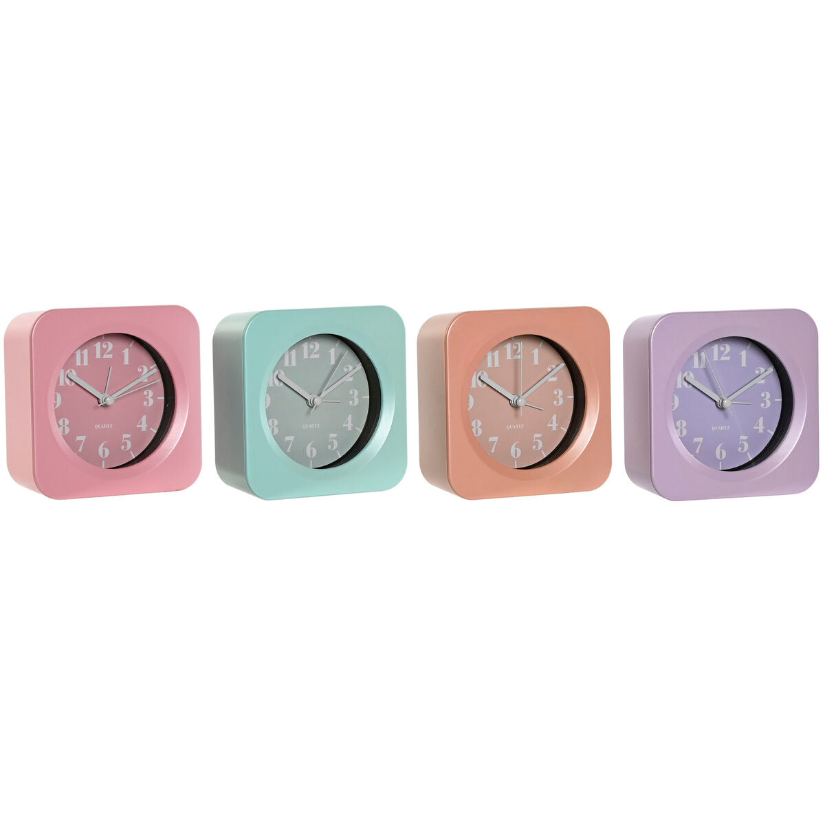 Horloge de table Home ESPRIT Vert Rose Corail Lila (4 Unités)
