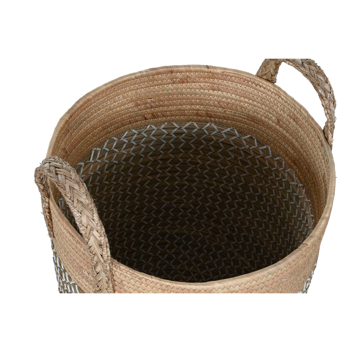 Set de basket Home ESPRIT Blanc Naturel Marron Clair PVC Corde Herbier marin Joncs (3 Pièces)