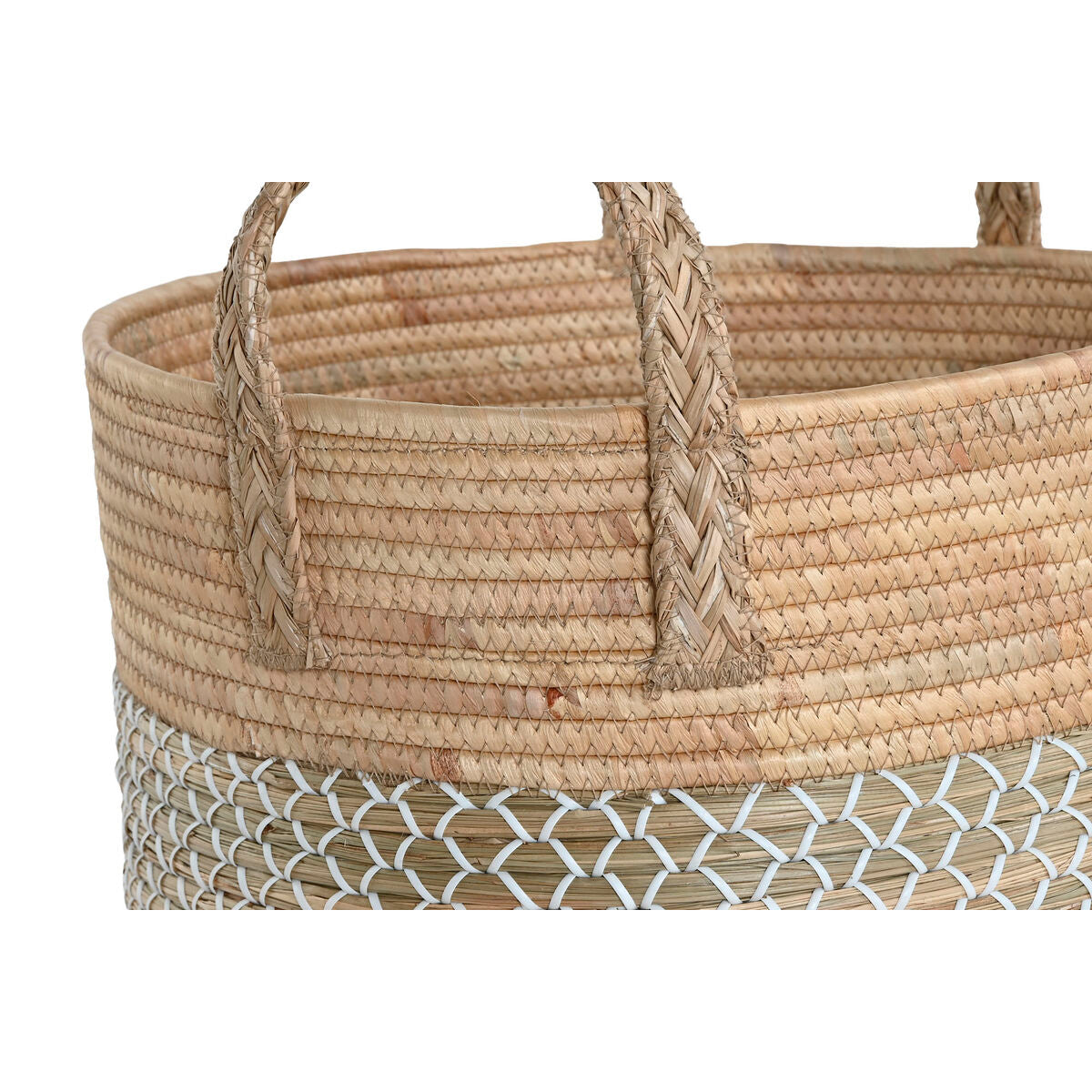 Set de basket Home ESPRIT Blanc Naturel Marron Clair PVC Corde Herbier marin Joncs (3 Pièces)