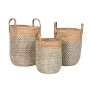 Set de basket Home ESPRIT Blanc Naturel Marron Clair PVC Corde Herbier marin Joncs (3 Pièces)