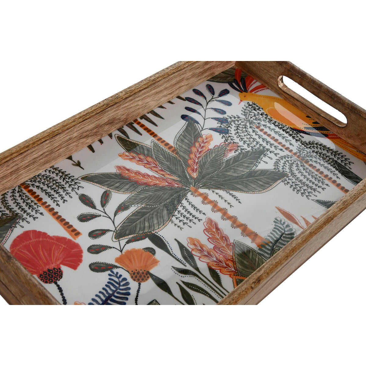 Plateau apéritif Home ESPRIT Vert Orange Tropical Décapé 43,5 x 27 x 5,5 cm (2 Unités)