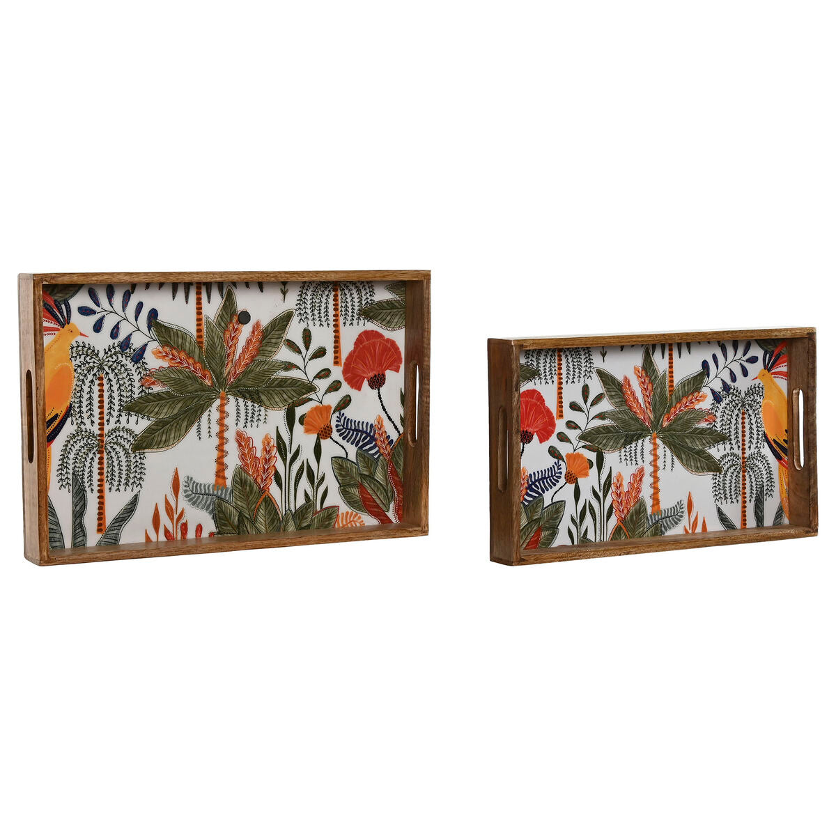 Plateau apéritif Home ESPRIT Vert Orange Tropical Décapé 43,5 x 27 x 5,5 cm (2 Unités)