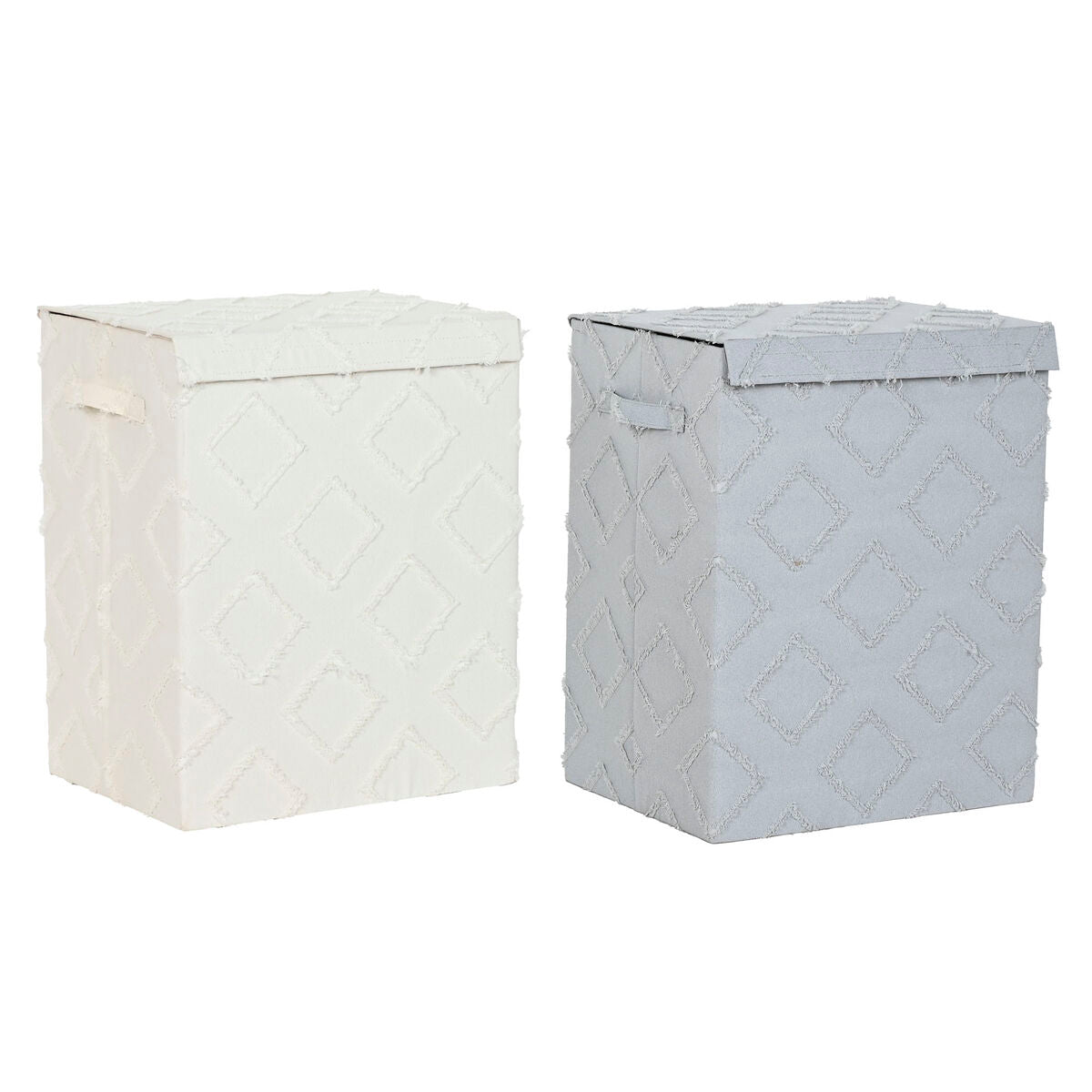 Boîte de rangement avec couvercle Home ESPRIT Gris Crème 40 x 30 x 50 cm (2 Unités)
