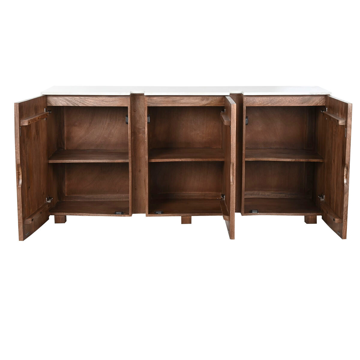 Buffet Home ESPRIT Blanc Marron Marbre Bois de manguier 162,5 x 47 x 76 cm