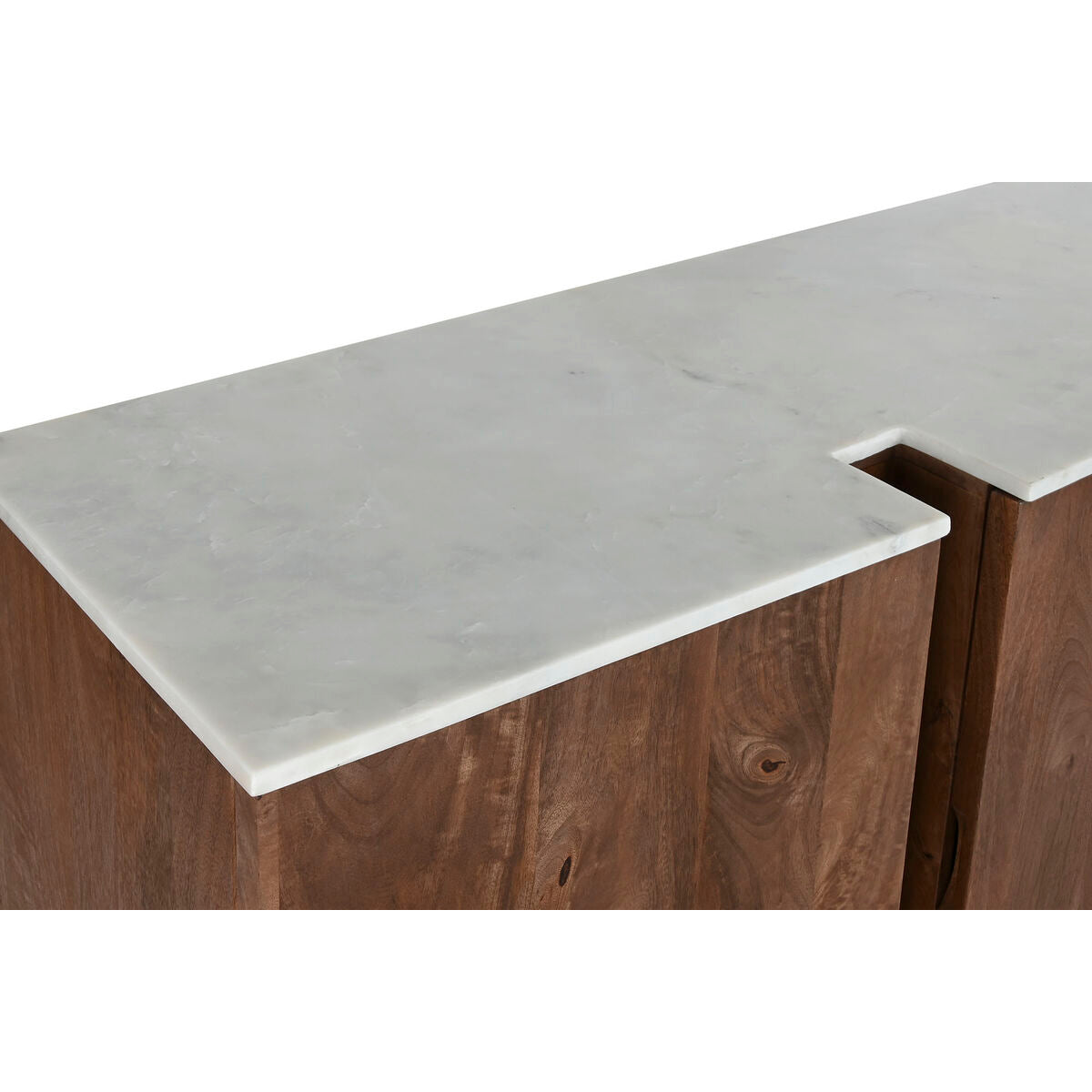 Buffet Home ESPRIT Blanc Marron Marbre Bois de manguier 162,5 x 47 x 76 cm